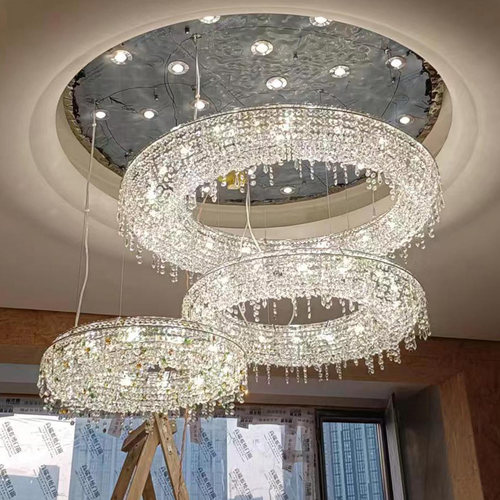 自一然客厅轻奢复式楼水晶吊灯