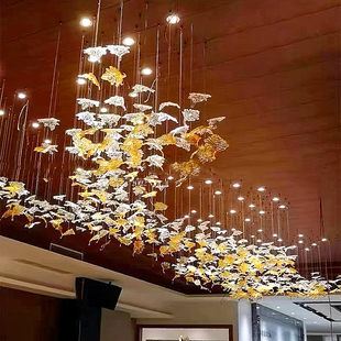 枫叶琉璃吊灯酒店大堂客厅餐厅售楼部沙盘宴会厅会所装饰艺术灯具