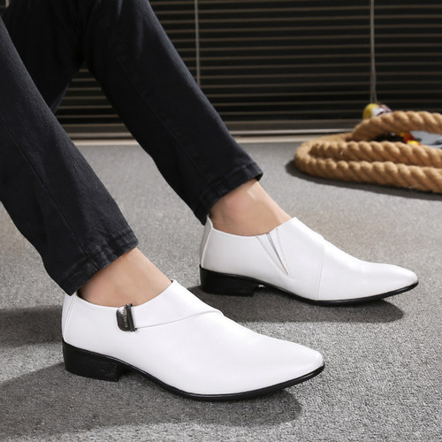 秋季尖头休闲白色青年韩版男鞋