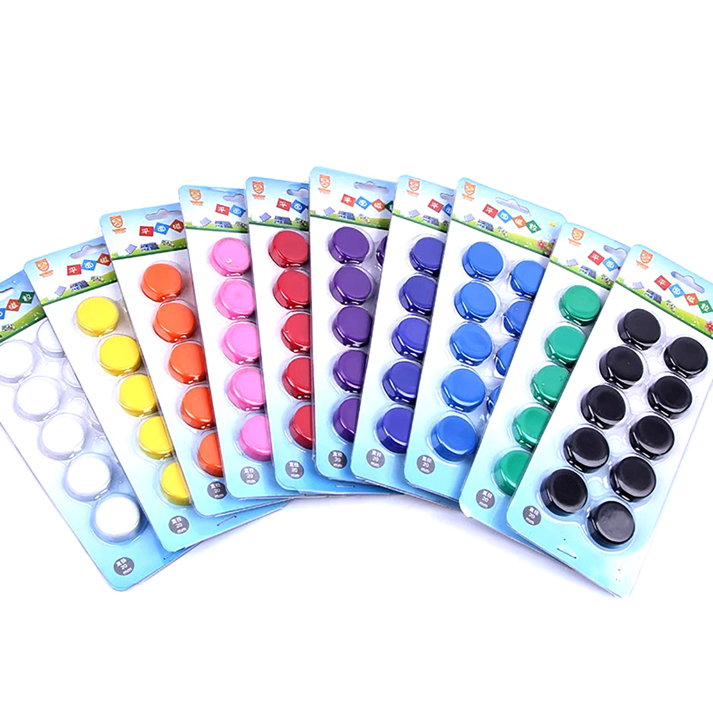 圆形强力白板磁铁吸贴黑板磁铁贴教具教学强磁贴磁钉彩色吸铁石