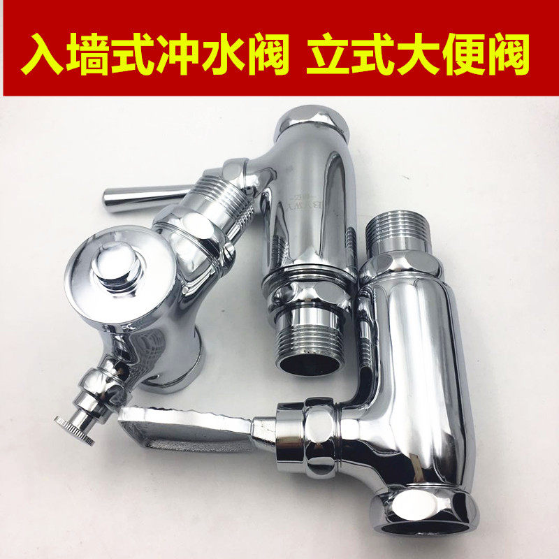 全铜按钮式入墙式延时大便冲水阀 立式蹲坑自闭冲水器 手按脚踏式