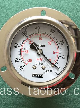 FTB真空压力表-76cmHg耐震真空压力表60mm螺纹1/4PT牙