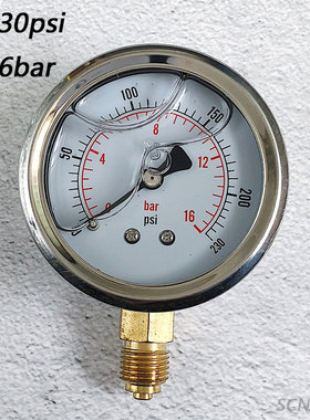 230psi充液防震压力表0-16bar油压表5800psi气压表400bar螺纹G1/4