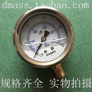 4PT径向耐震充油表250BAR 25MPA螺纹1 SKON压力表YN 60液压表0