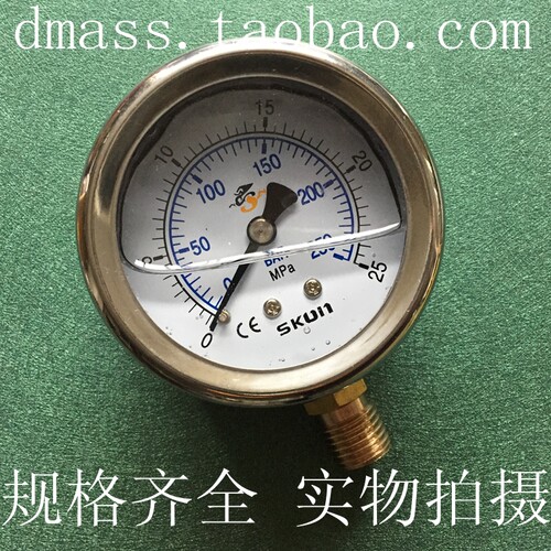 SKON压力表YN-60液压表0-25MPA螺纹1/4PT径向耐震充油表250BAR