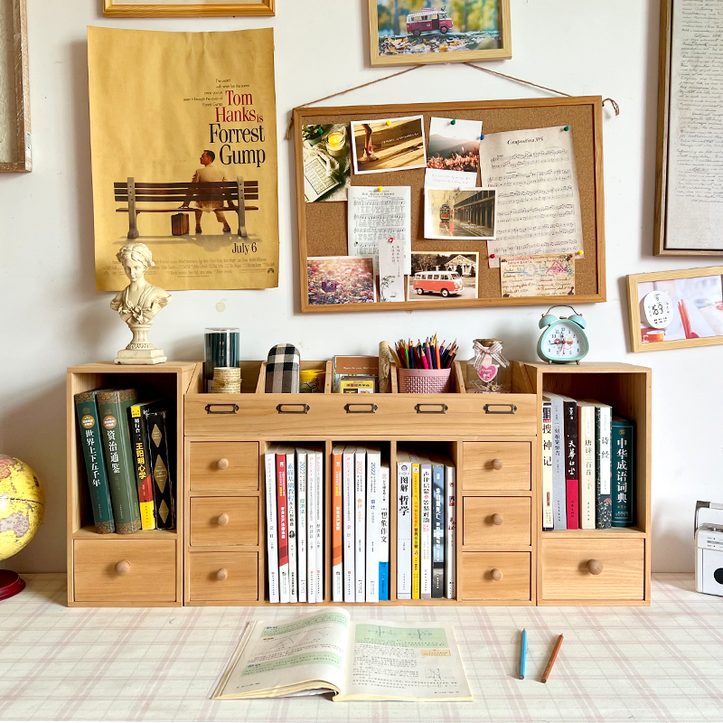 桌面收纳柜zakka实木抽屉式文具