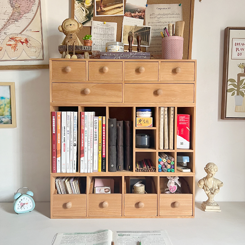 晴天原木杂货铺复古书架储物柜