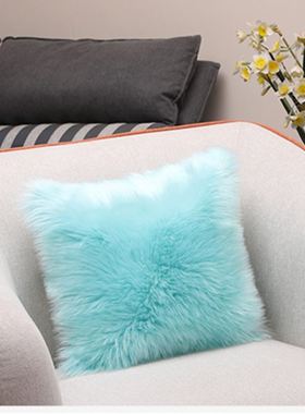 Plush pillowcase sofa cushion cover long hair pillow case