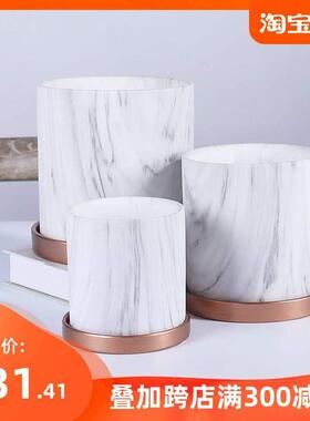 nordic ceramic flowerpot marbled ins round flower pot 花盆