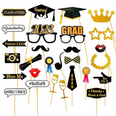 28pcs Photo Booth Props Graduation Party Decorations Class o
