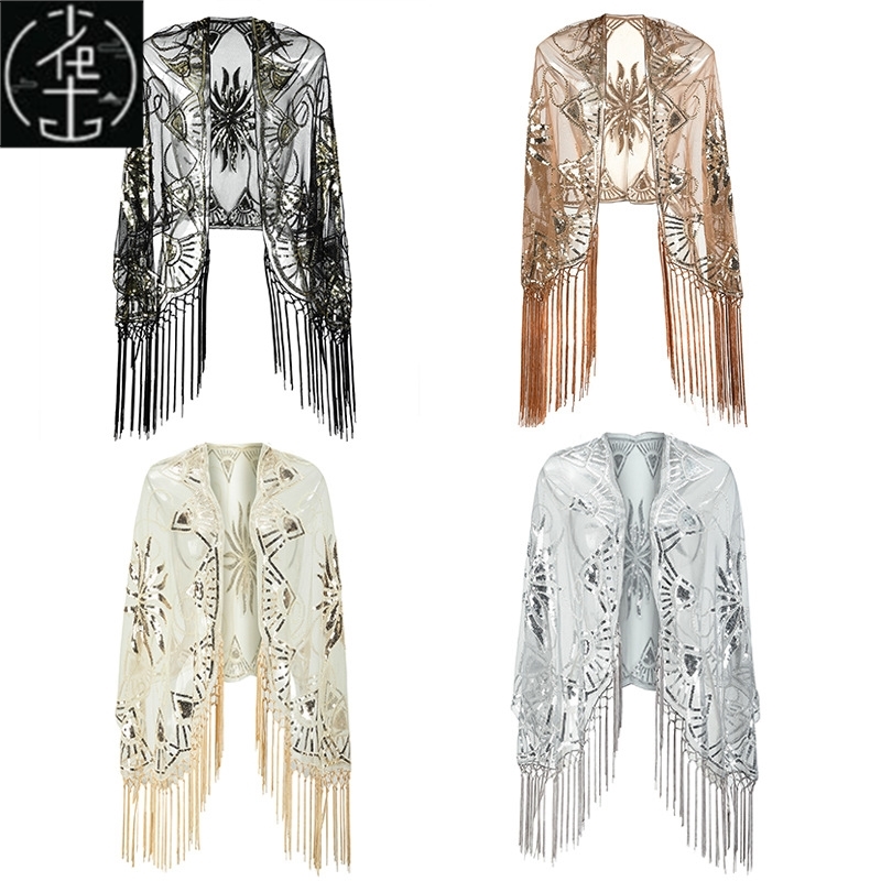 1920s 了不起的盖茨比 dovetail party evening dress shawl披肩