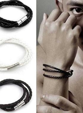 modyle leather bracelet  steel beads charm bracelet for men