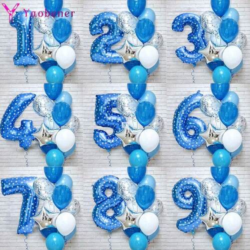 12pcs Number Foil Balloons Birthday Party Decoration Kids