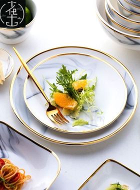 Marble Dinner Plate Set Ceramic Kitchen Plate Tableware Set