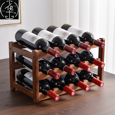 Solid wood stacked wine rack wine shelf wine storage rack