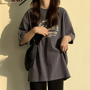 女装 bf风大码 T恤女2024韩版 夏季 宽松短袖 上衣情侣打底衫 新款 韩版