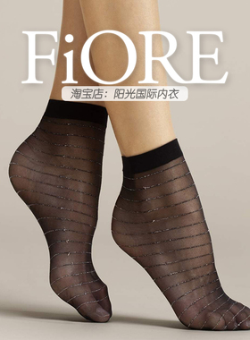 进口Fiore15D四季款丝滑短筒袜子透气性感超薄透明黑丝袜亮丝F107