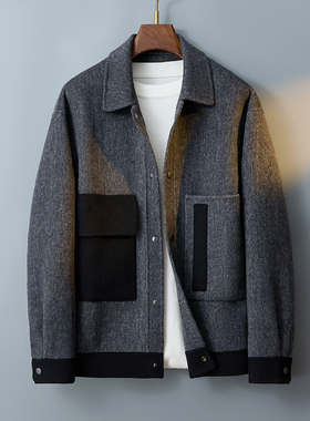 冬季短款时尚羊毛双面毛呢男士新款夹克潮流外套F8067#P325控618