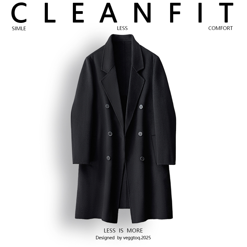 双面呢大衣男羊毛西装毛呢男双排扣羊绒中长外套F8077#P355控638