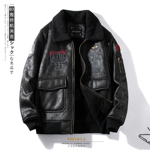 冬季大码男皮毛一体羊羔绒加绒加厚麂皮绒外套QT6022#F66-P245