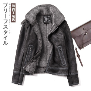 仿麂皮绒羊羔毛皮毛一体机车皮衣男外套棉服大码F11-P245控298主图片