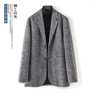 双面呢西装男高端羊毛呢大衣男短款夹克,F8021-夹克P325西服P315,大衣披肩发怎么搭配图片