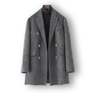 双面呢大衣男羊毛西装毛呢大衣男羊绒短款外套F5501#P325控558图片