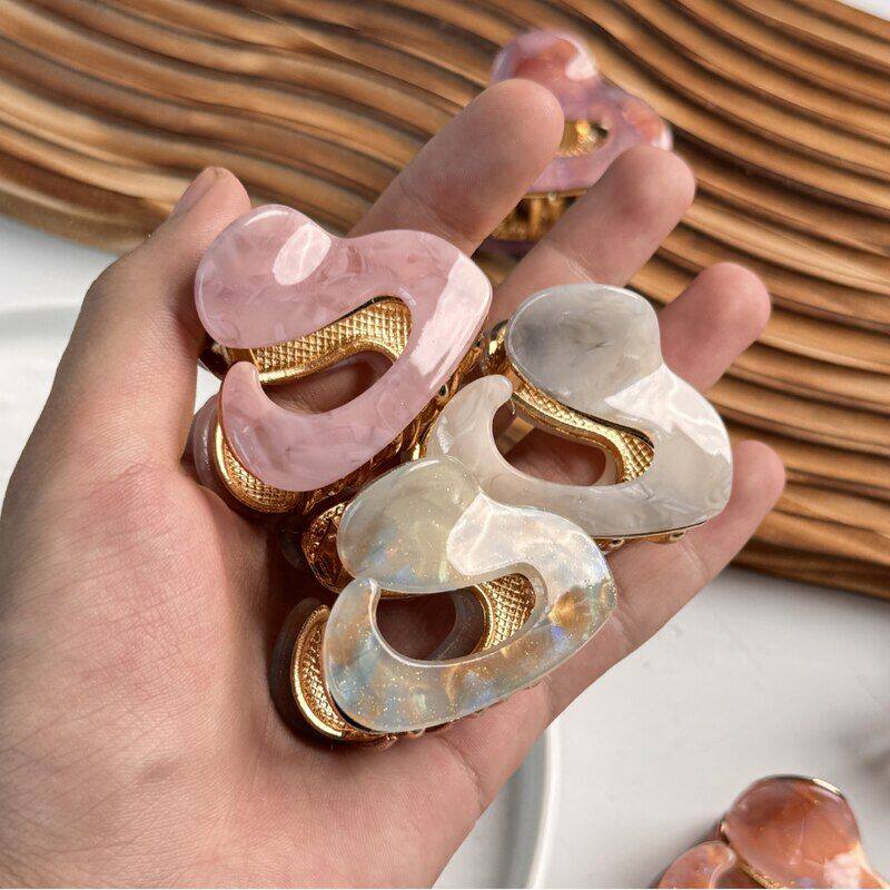 紫藤新款果冻色夏季高级感抓夹醋酸发夹中号后脑勺半扎发夹子发饰