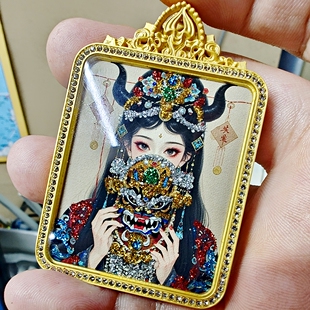 【定制】双面【纯手绘彩金】扎基拉姆唐卡吊坠挂件项链送手贴送绳