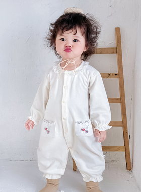 新生婴儿衣服春秋季纯棉长袖连体衣婴幼儿宝宝秋装外出小月龄哈衣