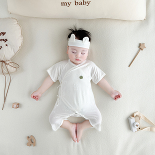 蝴蝶衣爬服小月龄宝宝衣服新生儿空调服睡衣哈衣 婴儿连体衣夏薄款