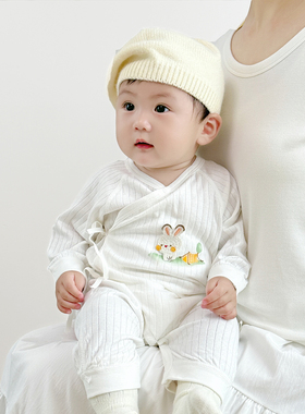新生儿连体衣春秋款婴儿无骨哈衣纯棉初生宝宝内衣爬服蝴蝶衣