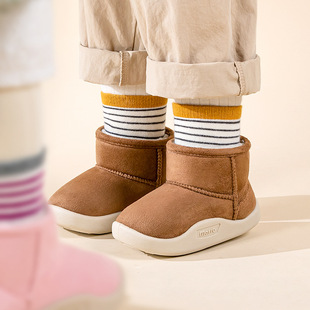 幸福玛丽儿童棉鞋冬季宝宝短靴女靴子防滑男童加绒保暖儿童雪地靴