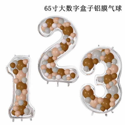 立体数字盒子气球 生日派对装饰布置男女孩一周岁百天背景装扮