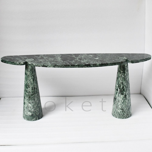 意式轻奢极简高级感天然普拉达绿大理石奢石入户靠墙客厅玄关桌子