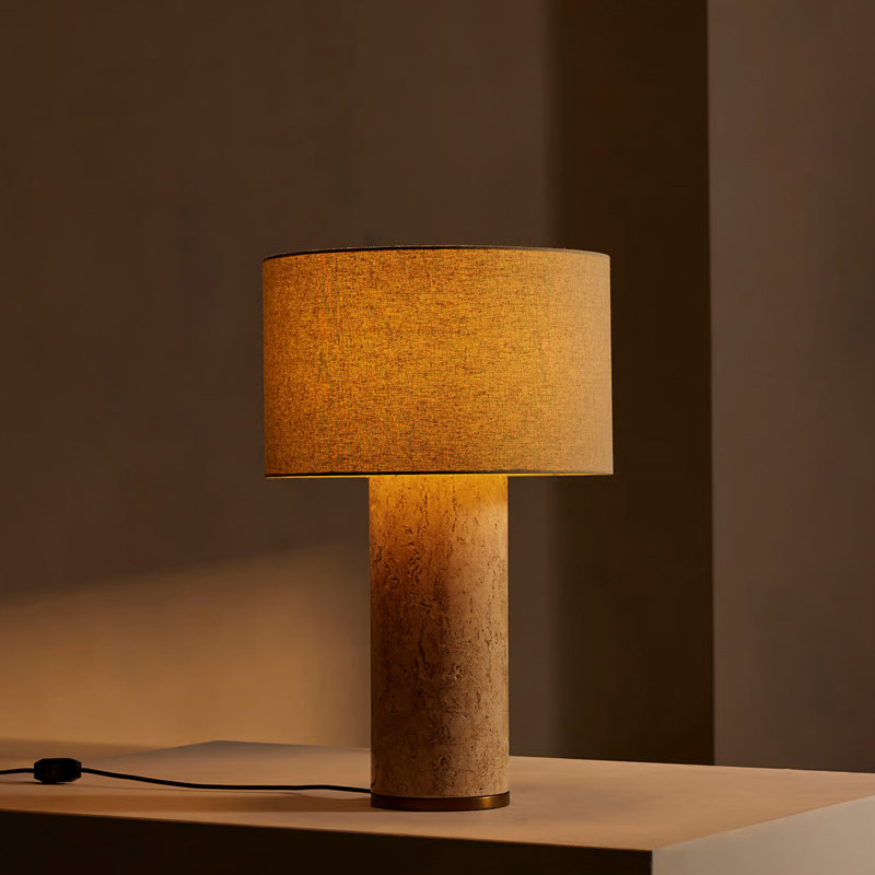 sohohome remi侘寂风天然罗马洞石大理石台灯设计师款卧室床头灯