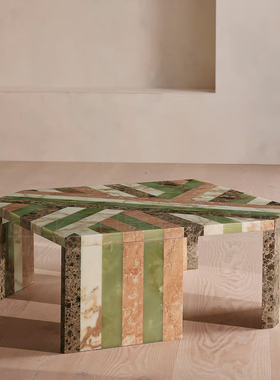 Charli意式轻奢大理石玉石正方形茶几设计师款别墅客厅家用咖啡桌