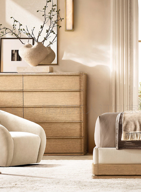 Ligné Emperador美式乡村大理石实木10抽屉梳妆台设计师款斗柜