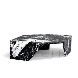咖啡桌 Luca轻奢天然黑色大理石异形奢石茶几家用沙发简约设计师款