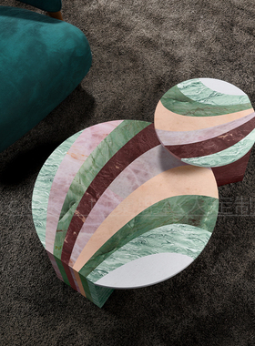 Agua–Marea意式轻奢高级感大理石玉石客厅组合茶几别墅设计师款