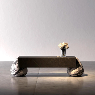 Marmi Serafini天然大理石燧石长凳设计师款艺术长条凳轻奢高级感