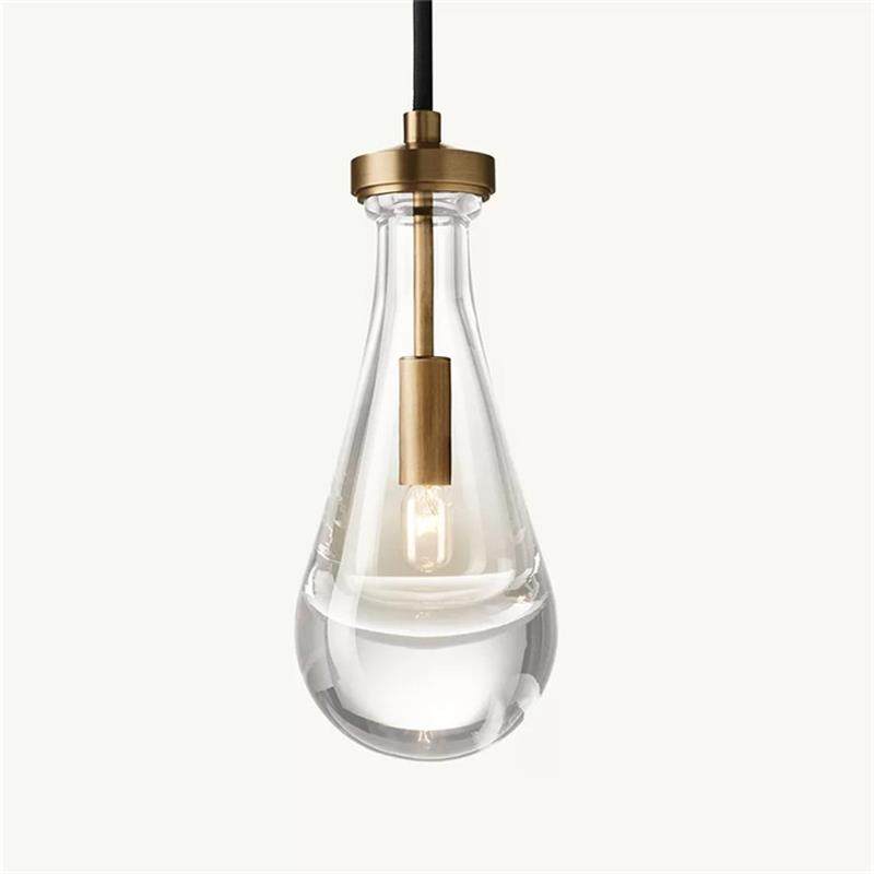 rh出口北美RAIN ROUND灯黄铜美式后现代简约岛台床头单头玻璃吊灯