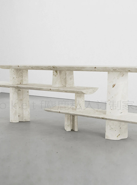 Bellagio意式极简天然莫奈花园大理石书架设计师款客厅靠墙置物架