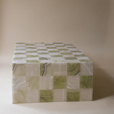 8nix轻奢极简天然棋盘格玉石大理石长方形茶几设计师别墅客厅家用