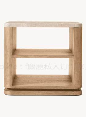 Ligné Emperador大理石开放式边桌美式乡村客厅沙发实木小边几