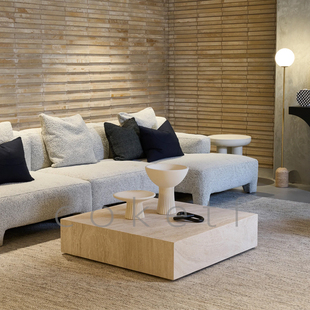 意式轻奢高级感提拉米苏洞石茶几设计师款客厅沙发大理石咖啡桌