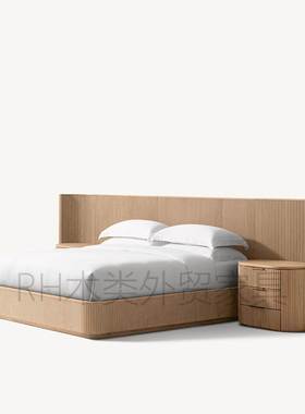 RH美式乡村轻奢高级感简约主卧实木床双人床原木成人床成套家具