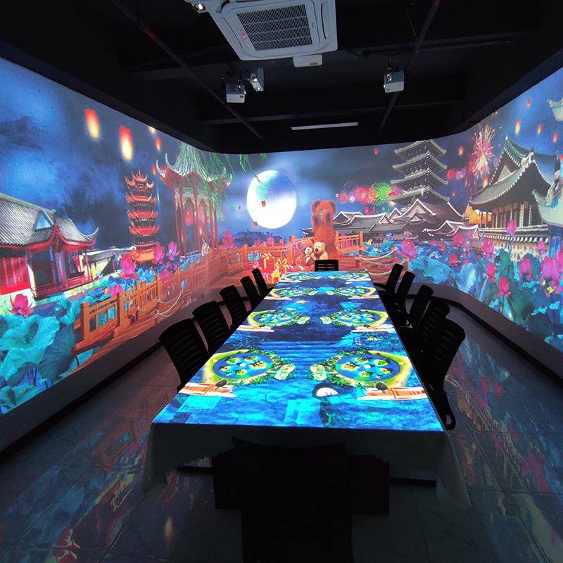 桌面互动全息投影沉浸式剧本杀投影多功能餐厅投影设备可片源开发