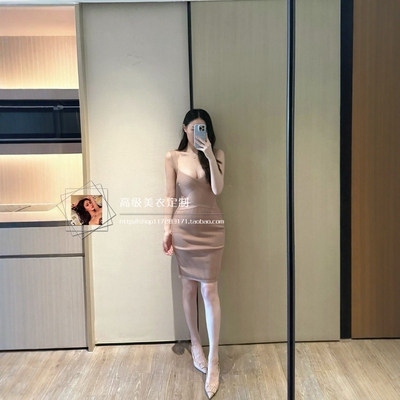 御姐包臀裙绷带V领低胸收腰吊带