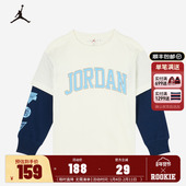 纯棉长袖 T恤25秋季 新款 JORDAN儿童装 男童假两件潮中大童秋装 上衣